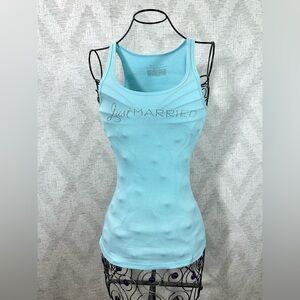 Victoria's Secret baby blue Just Married ribbed tank top size S